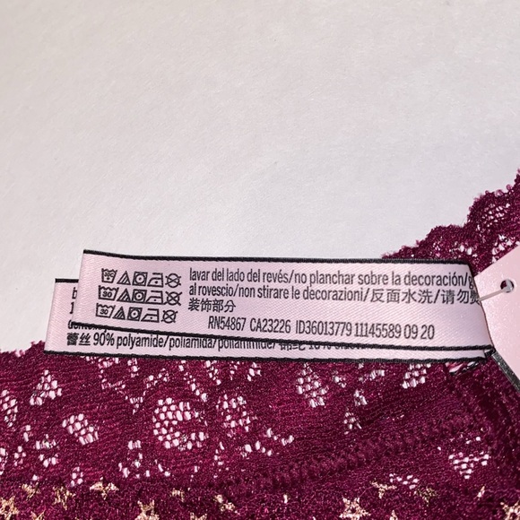 Lg NWT Victoria's Secret Cheeky Gold Star Sheer Lace Burgundy Maroon Panties New - Picture 8 of 13